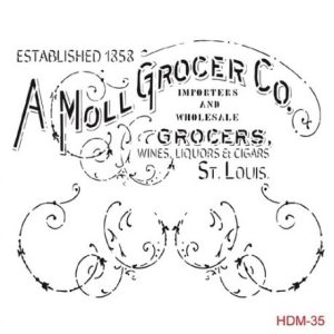 Stencil A MOLL GROCER  25x25cm
