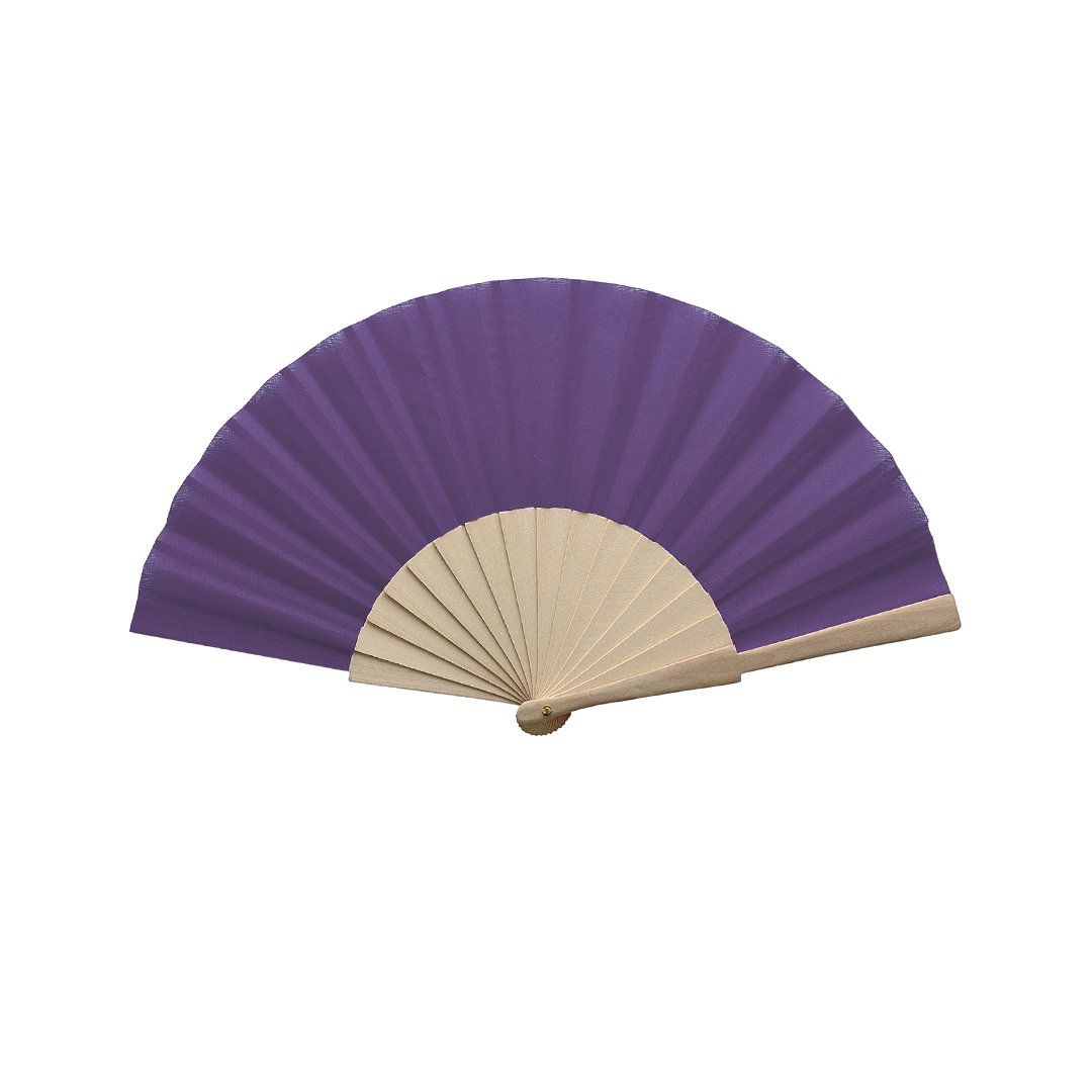 Abanico Madera morado 23cm en caja