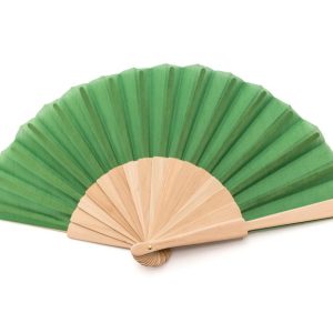 Abanico Madera verde 23cm en caja